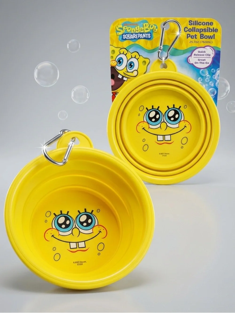 🧽✨ SpongeBob Silicone Collapsible Pet Bowl 25.7oz On-The-Go NWT